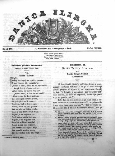 Danica ilirska : 18,42(1864)  / urednik Ljudevit Gaj.
