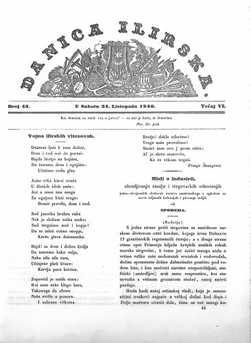 Danica ilirska : 6,43(1840) / učrednik Ljudevit Gaj.