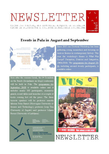 Newsletter : 81(2023)  / Centre for Cultural and Historical Research of Socialism = Centar za kultorološka i povijesna istraživanja socijalizma ; editors Igor Duda, Anita Buhin.
