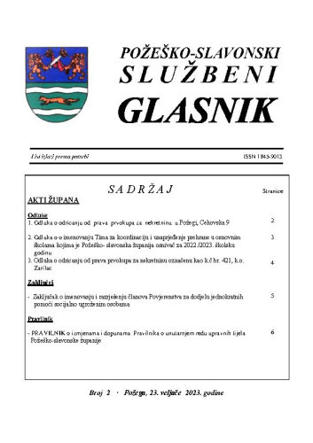 Požeško-slavonski službeni glasnik : 2(2023)  / glavna urednica Mateja Tomašević.