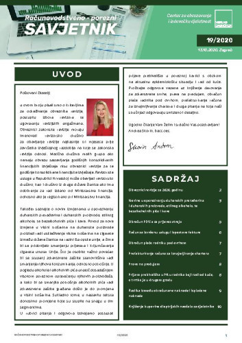 Računovodstveno-porezni savjetnik : 19(2020)  / glavni urednik Ivana Lukić.