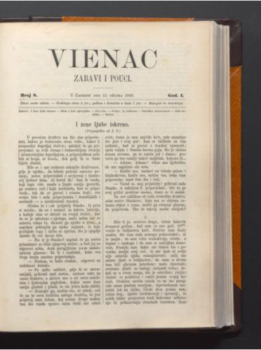 Vienac : zabavi i pouci. : 1,8(1869) / urednik Gjuro Deželić.