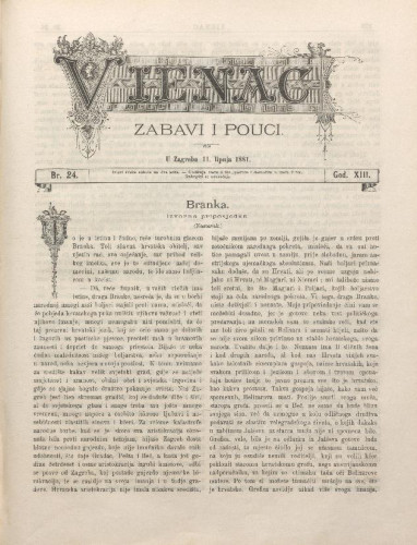 Vienac : zabavi i pouci. : 13,24(1881) / urednik August Šenoa.