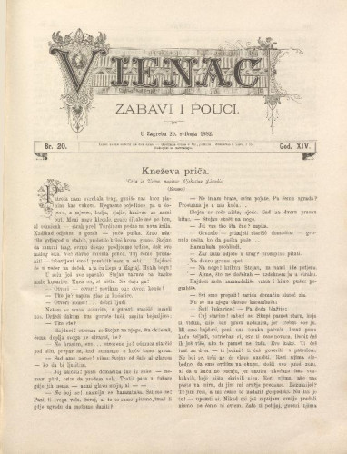 Vienac : zabavi i pouci. : 14,20(1882) / urednik Fran Folnegović.