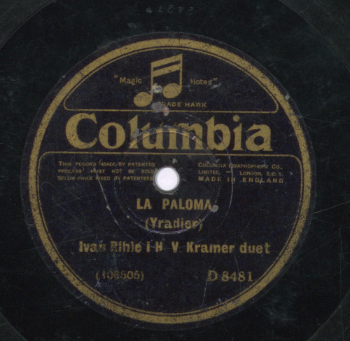 La Paloma  / [Sebastian] Yradier ; [izvode] Ivan Ribić i H. V. Kramer duet.