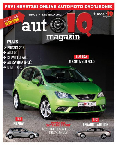 Autoiq magazin : prvi hrvatski online automoto dvotjednik : 3(2012) / glavni i odgovorni urednik Darijan Kosić.