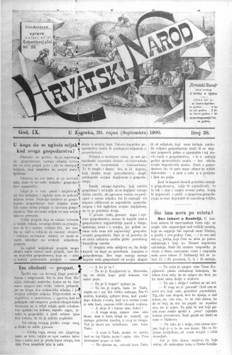Hrvatski narod : 9,38(1900) / odgovorni urednik Ivan Ružić.