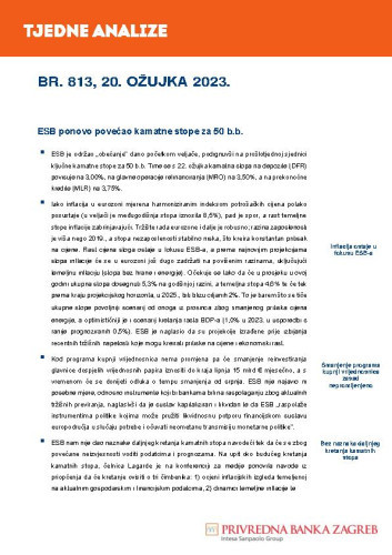 PBZ tjedne analize : 813(2023)  / Privredna banka Zagreb.