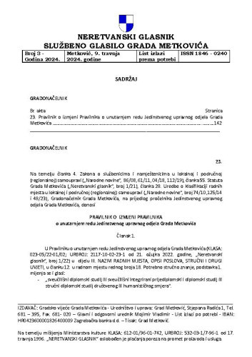 Neretvanski glasnik  : službeno glasilo grada Metkovića : 3(2024) / glavni i odgovorni urednik Mojmir Vladimir.