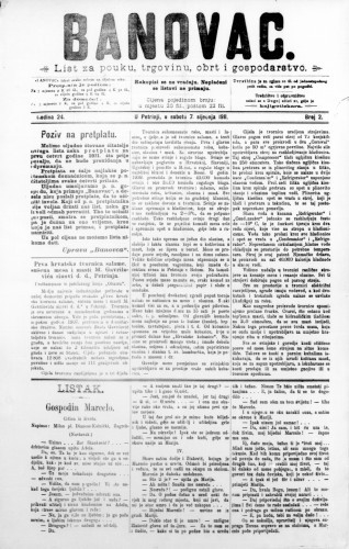 Banovac  : list za pouku, trgovinu, obrt i gospodarstvo : 24,2(1911) / odgovorni urednik Dragutin Benko.