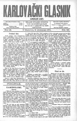 Karlovački glasnik : lokalni list : 3,45(1901) / odgovorni urednik Dragutin Hauptfeld.