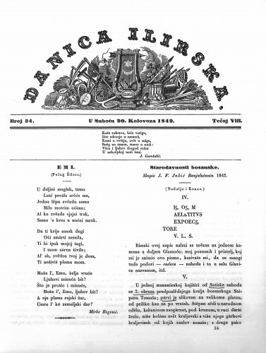 Danica ilirska : 8,34(1842) / učrednik Ljudevit Gaj.