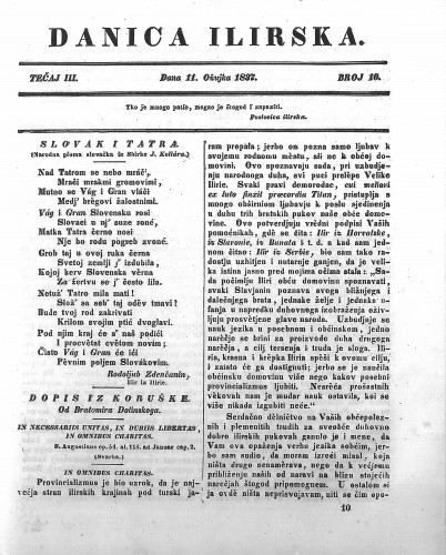 Danica ilirska : 3,10(1837) / učrednik Ljudevit Gaj.