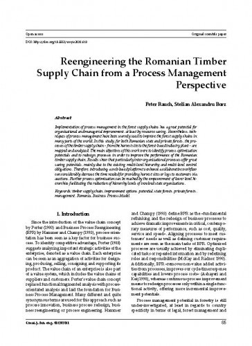 Reengineering the Romanian timber supply chain from a process management perspective / Peter Rauch, Stelian Alexandru Borz.