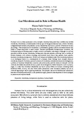 Gut microbiota and its role in human health /Mirjana Rajilić-Stojanović.