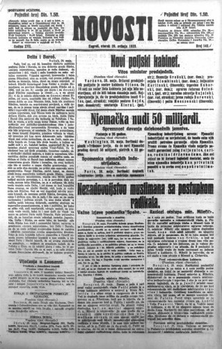 Novosti : 18,143(1923) / odgovorni urednik Lj. Z. Kara.