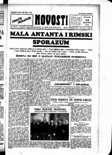 Novosti : 28,252(1934) / odgovorni urednik Vladimir Turkalj.
