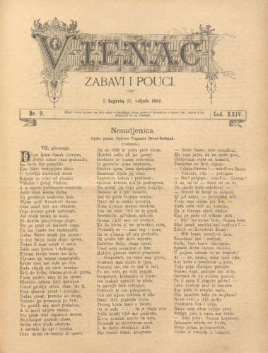 Vienac : zabavi i pouci. : 24,9(1892) / uredjuju V. Klaić i M. Maravić.