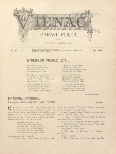 Vienac : zabavi i pouci. : 32,50(1900) / uredjuje Gjuro Arnold.