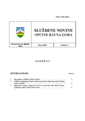 Službene novine Općine Ravna Gora  : službeno glasilo Općine Ravna Gora : 10,1(2024) / glavni urednik Mišel Šćuka.