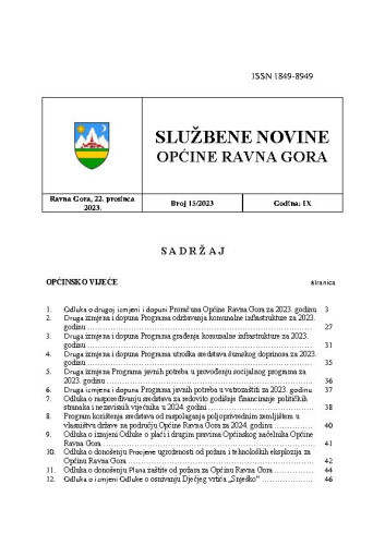 Službene novine Općine Ravna Gora  : službeno glasilo Općine Ravna Gora : 9,15(2023) / glavni urednik Mišel Šćuka.