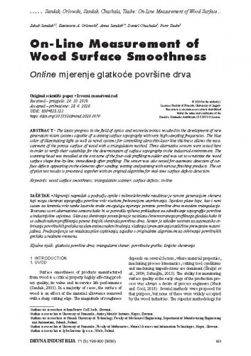 On-line measurement of wood surface smoothness = Online mjerenje glatkoće površine drva / Jakub Sandak, Kazimierz A. Orlowski, Anna Sandak, Daniel Chuchala, Piotr Taube.