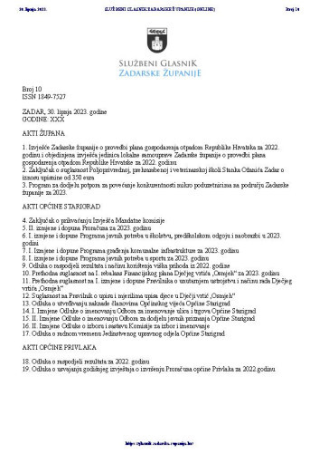 Službeni glasnik Zadarske županije : 30,10(2023)
