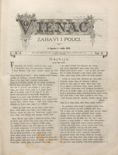 Vienac : zabavi i pouci. : 10,9(1878) / urednik August Šenoa.
