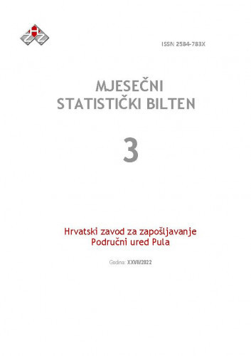 Mjesečni statistički bilten : 27,3(2022)   / Hrvatski zavod za zapošljavanje, Područni ured Pula ; urednica Tanja Lorencin Matić.