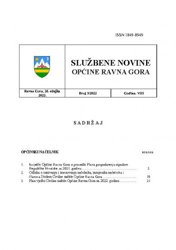 Službene novine Općine Ravna Gora : službeno glasilo Općine Ravna Gora : 8,3(2022) / glavni urednik Mišel Šćuka.