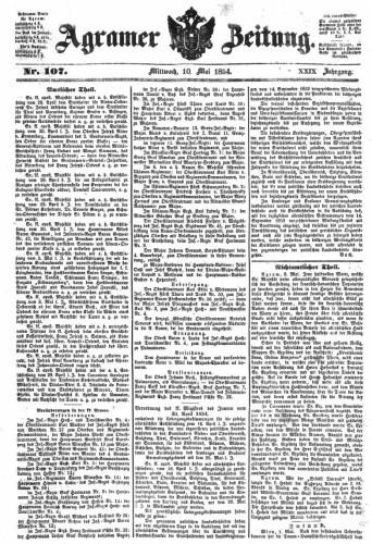 Agramer Zeitung : 29,107(1854) / für die Redaktion verantwortlich Ivan Sonvan. 