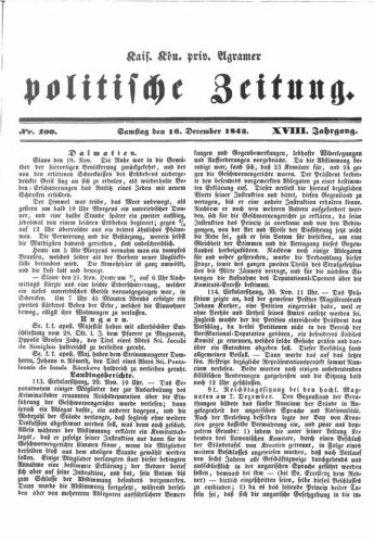 Agramer politische Zeitung : 18,100(1843) / Verlager und Redacteur Franz Stauduar und Ferd. Rosenau.