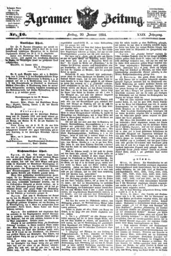 Agramer Zeitung : 29,16(1854) / für die Redaktion verantwortlich Ivan Sonvan. 