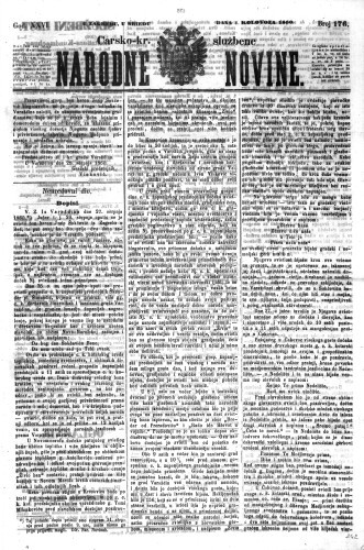Carsko-kr. službene narodne novine : 26,176(1860)  / odgovorni učrednik Dr. Demeter.