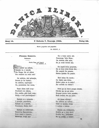Danica ilirska : 20,14(1866)  / urednik Ljudevit Gaj.