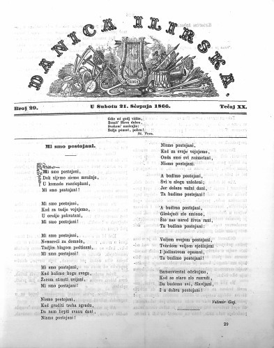 Danica ilirska : 20,29(1866)  / urednik Ljudevit Gaj.