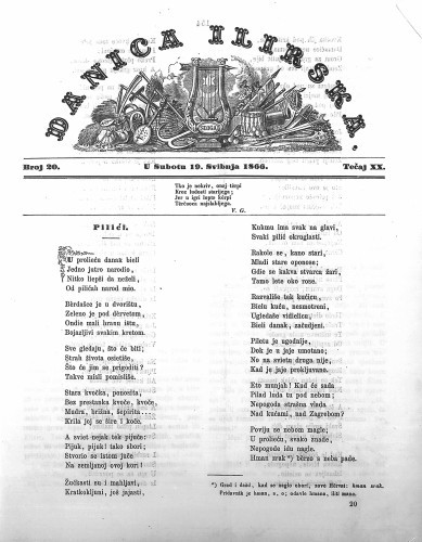 Danica ilirska : 20,20(1866)  / urednik Ljudevit Gaj.