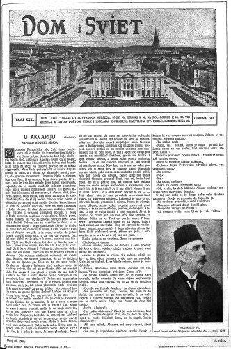 Dom i sviet  : ilustrovani list za zabavu, pouku i viesti dnevnih dogadjaja, javnom i društvenom životu, umjetnosti i znanosti, trgovini, obrtu, glazbi i kazalištu : 31,18(1918) / urednik Rudolf Kugli.