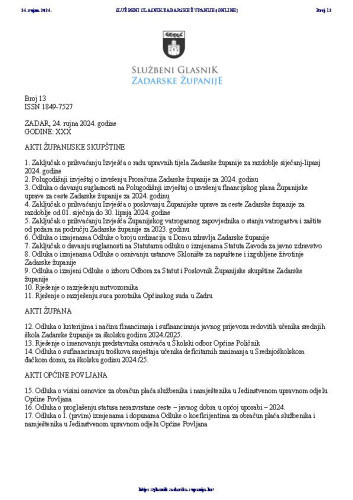 Službeni glasnik Zadarske županije : 31,13(2024) 