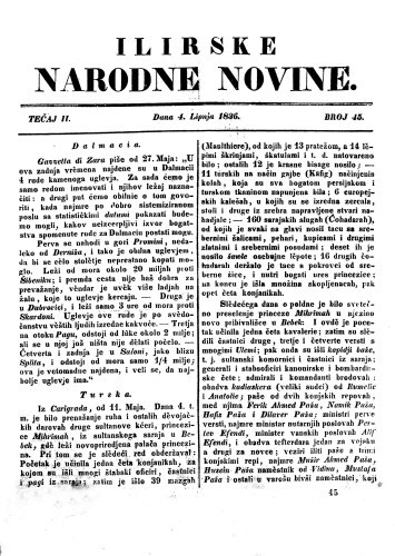 Ilirske narodne novine : 2,45(1836) / redaktor Ljudevit Gay.