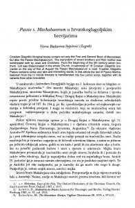 "Passio s. Machabaeorum" u hrvatskoglagoljskim brevijarima /Vesna Badurina-Stipčević