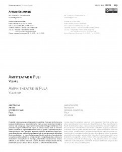 Amfiteatar u Puli   : Velarij = Amphitheatre in Pula : Velarium  / Attilio Krizmanić.