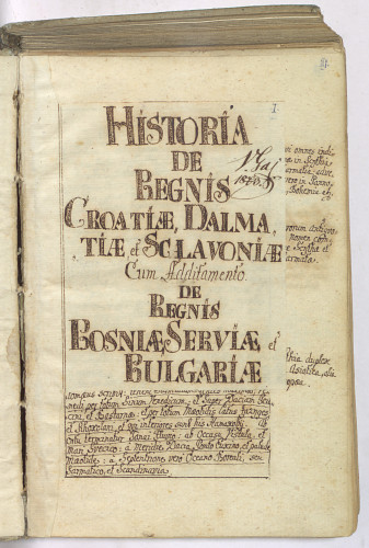 Historia de regnis Croatiae, Dalmatiae, et Sclavoniae cum additamento de regnis Bosniae, Serviae et Bulgariae