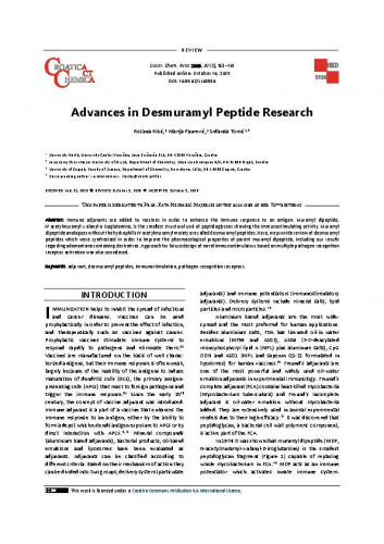 Advances in desmuramyl peptide research   / Rosana Ribić, Marija Paurević, Srđanka Tomić.