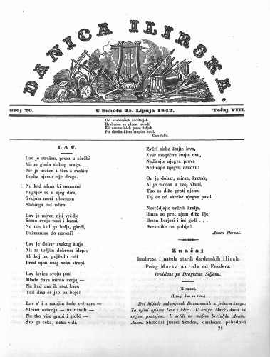 Danica ilirska : 8,26(1842) / učrednik Ljudevit Gaj.