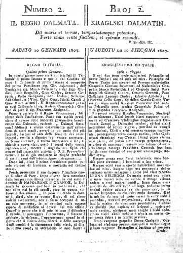 Il Regio Dalmata. = Kraglski Dalmatin. : 2(1807)
