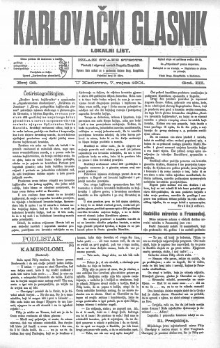 Karlovački glasnik : lokalni list : 3,36(1901) / odgovorni urednik Dragutin Hauptfeld.