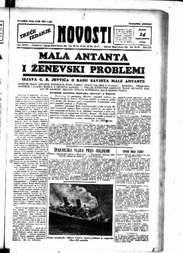 Novosti : 28,253(1934) / odgovorni urednik Vladimir Turkalj.