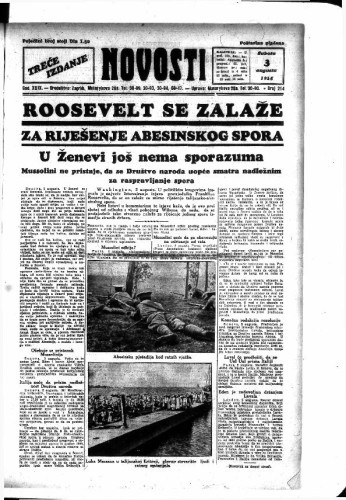 Novosti : 29,214(1935) / odgovorni urednik Vladimir Turkalj.