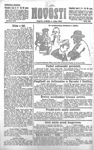 Novosti : 16,237(1921) / odgovorni urednik Lj. Z. Kara.